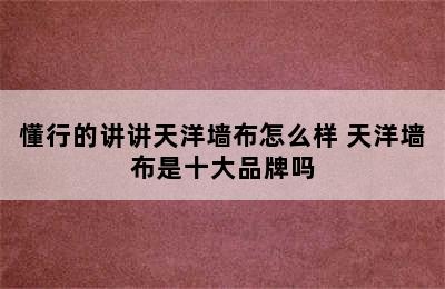 懂行的讲讲天洋墙布怎么样 天洋墙布是十大品牌吗